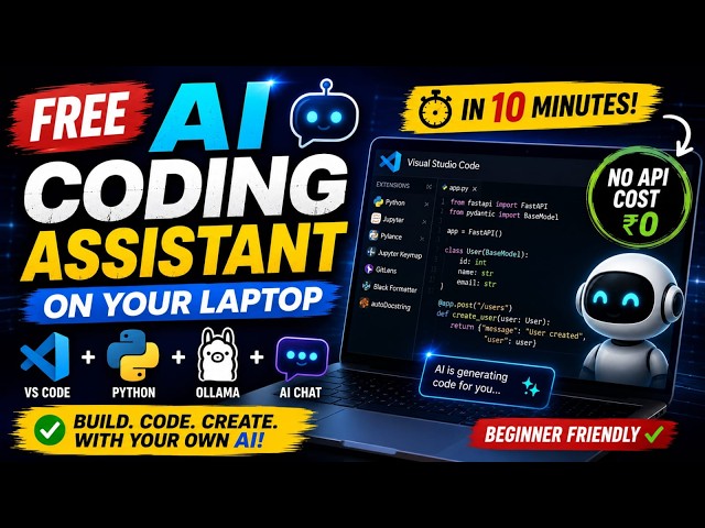 Free AI Coding Assistant on Your Laptop | VS Code + Ollama + Python (Tamil)