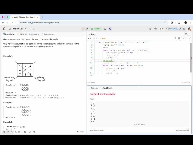 Matrix Diagonal Sum