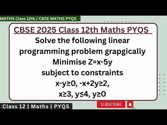 Solve the following linear programming problem grapgically Minimise Z=x-5y subject to constraints x-