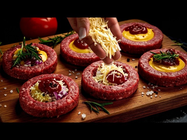 So saftig war Hackfleisch noch nie – gefüllt & als Burger gebacken!
