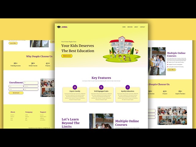 Build A Responsive Education website Design using HTML CSS and JavaScript