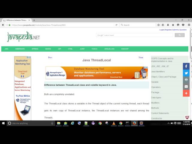 Difference between ThreadLocal class and volatile keyword in Java. | javapedia.net