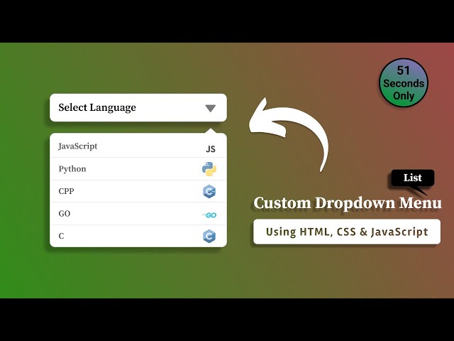 custom dropdown menu using html, css & javascript | #shorts