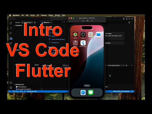 Flutter-Run first app with VSCode on MacOS and iPhone15Pro Simulator #Flutter #vscode #MacBook