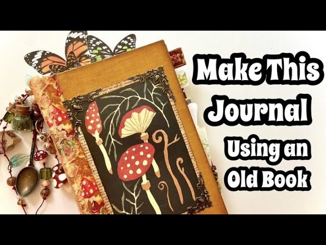 Junk Journal From and Old Book Tutorial / Easy No Sew Journal Pockets / Rounded Lace Covered Spine