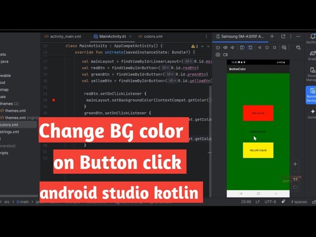 How to Change Layout Background Color in Android Studio on Button Click | Kotlin Tutorial