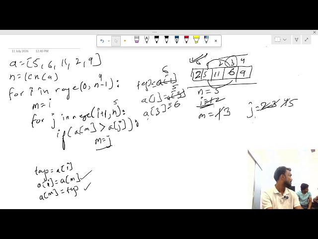 Selection Sort Using Python in Hindi