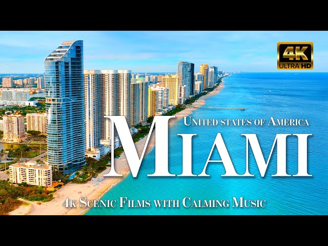 Flying Over Miami, Florida – USA | Scenic Drone Views & Calming Music 4K   #4kvideo #dronevideo #4k