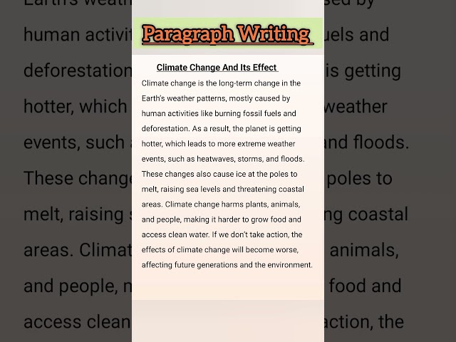 Climate Change And Its Effect | The Paragraph Lab |
