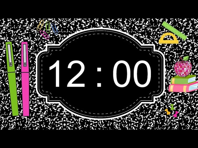 ⏱️12 Minute Classroom Timer | LoFi Music | Composition Notebook Theme for Focus & Productivity