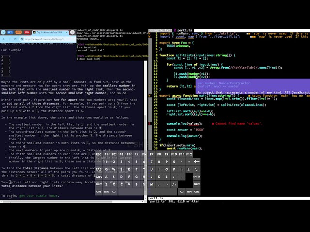 Advent of Code 2024 - Day 1 - live solve, no commentary