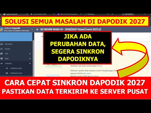 CARA CEPAT SINKRONISASI DAPODIK 2027 TERBARU