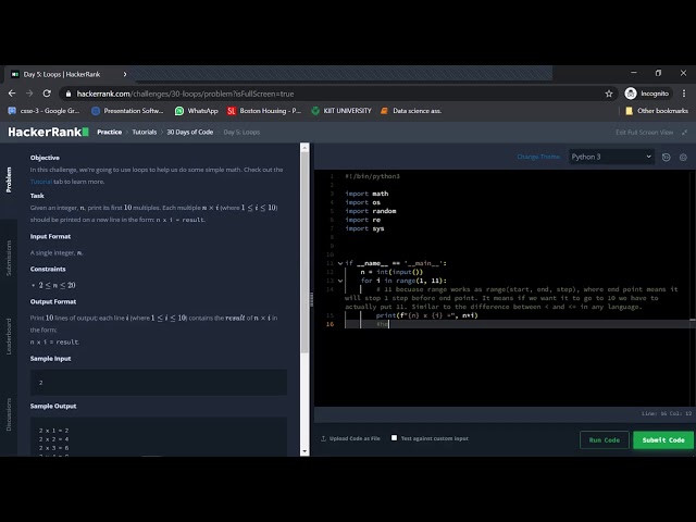 HackerRank | 30 Days of Code | Day 5: Loops #learnwithme