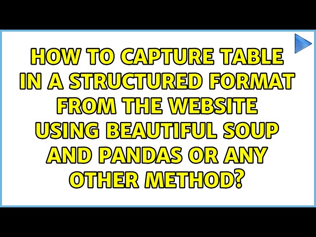 How to capture table in a structured format from the website using Beautiful soup and Pandas