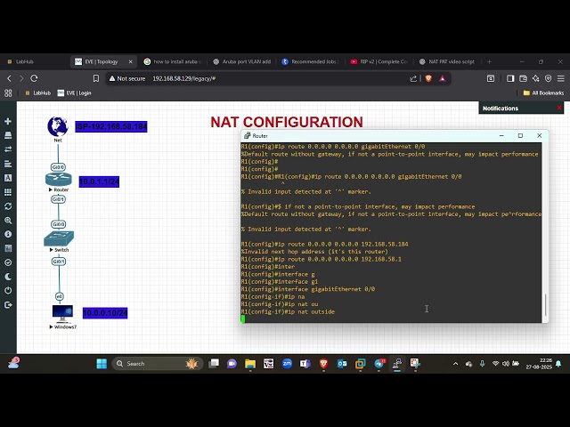 NAT Configuration on Cisco Router in EVE-NG | Step by Step Lab in Hindi
