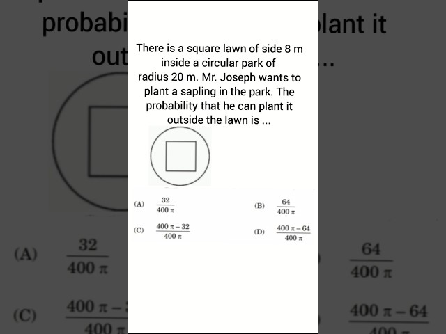 There is a square lawn of side 8 m inside a circular park of radius 20 m. Mr. Joseph wants to plant