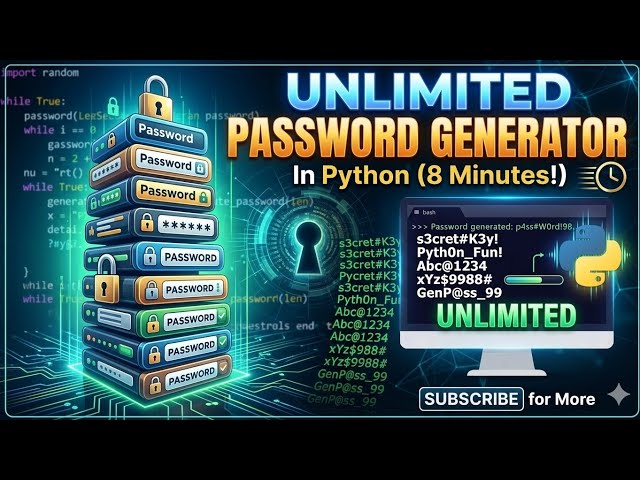 Python Strong Password Generator | Unlimited Secure Passwords in Just 22 Lines of Code 🚀