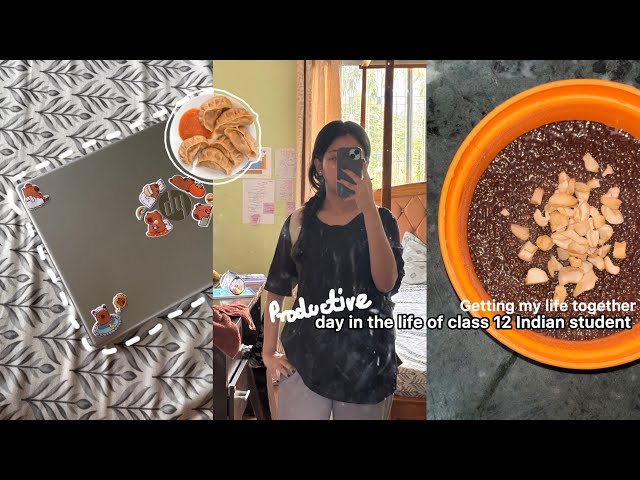 Life in India: productive study vlog class 12 science cbse | highschool diaries 🎧📚🎀📈