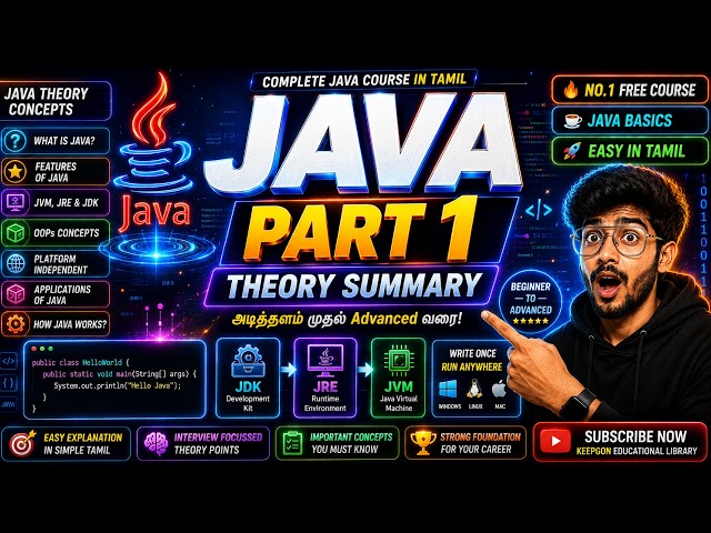Java Theory Concepts Tamil || Beginner to Advanced || Part 1 || #trending #javaprogramming #keepgon