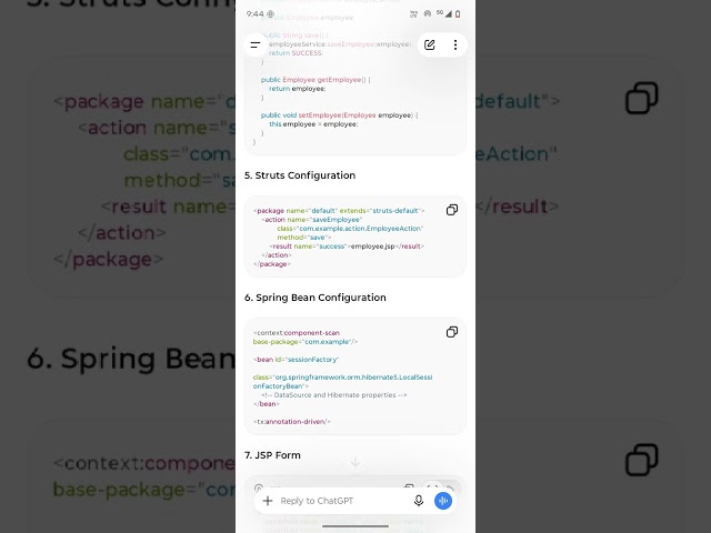 Java Enterprise App using Struts, spring, Hibernate framework 