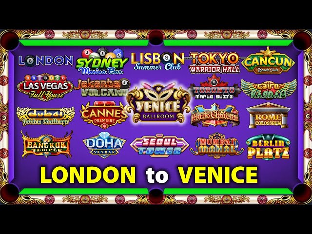 8 ball pool - LONDON to VENICE Trickshot only with GALAXY CUE in all Tables