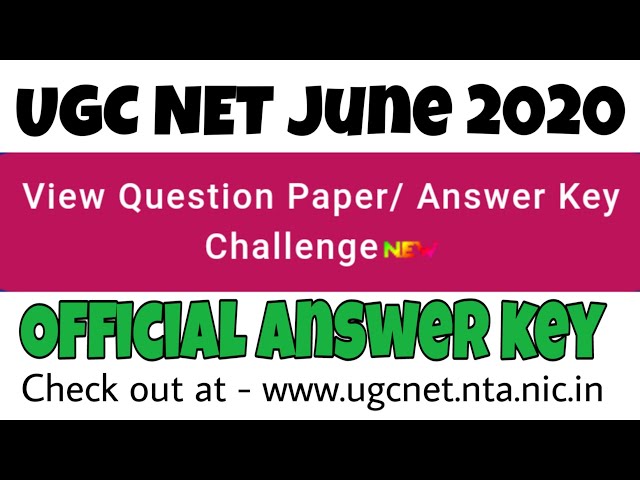 NTA UGC NET JUNE 2020 ANSWER KEYS RELEASED
