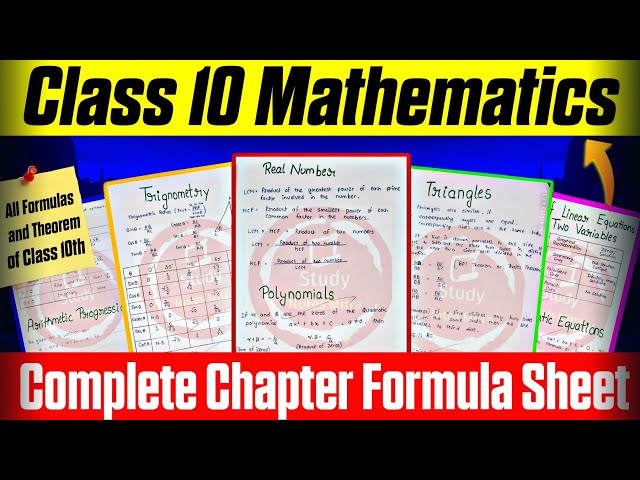 Class 10 Maths All Chapter Formulas | Class 10 Maths Formula Sheet | Standard + Basic | CBSE Board