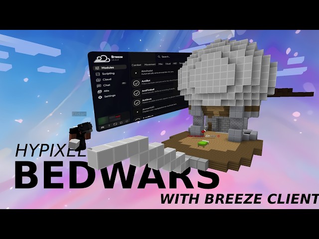 Cheating on Bedwars (Breeze Client) | AutoBlock, KillAura, Scaffold & more!