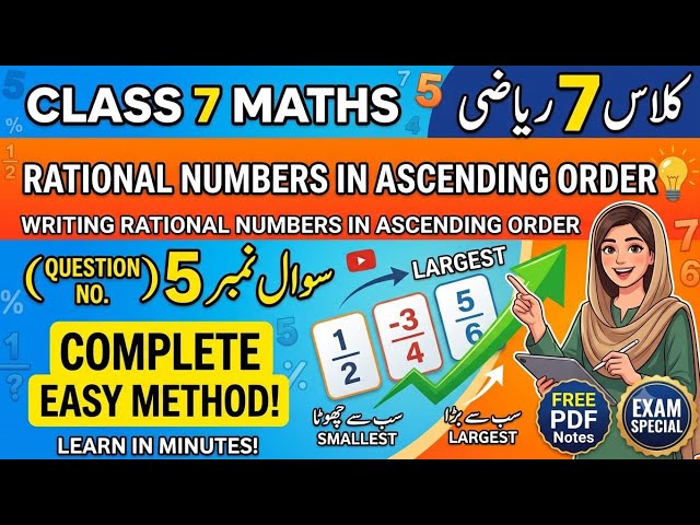 Class 7 Q no 5 rational numbers change to ascending order||@conceptsofmath1|| mathematics