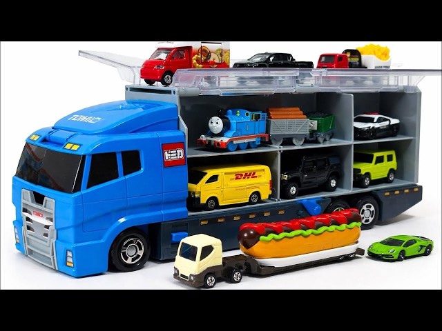 トミカ★おかたづけコンボイ✨ミニカー大量収納！緊急ドライビングテスト！Tomica Mini Cars Loaded in Convoy Truck Driving Challenge🚌🏎️🚎🚕