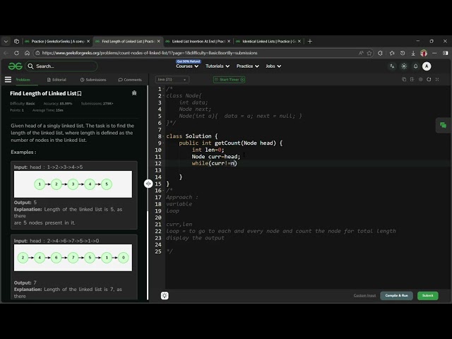 Find Length of Linked List - Basic - GeeksforGeeks