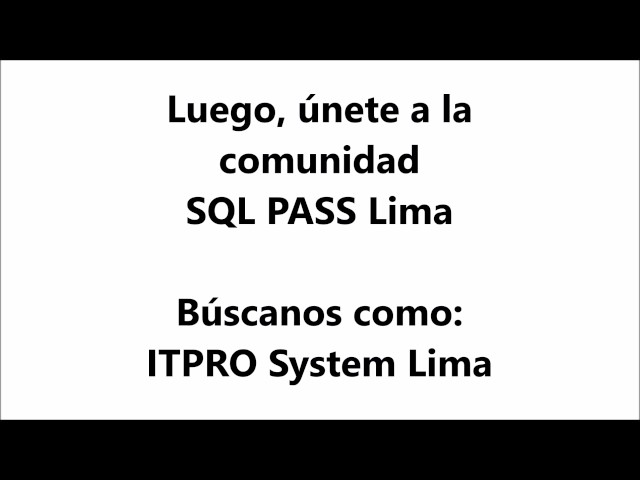 Instrucciones de registro a la comunidad SQL Pass Lima