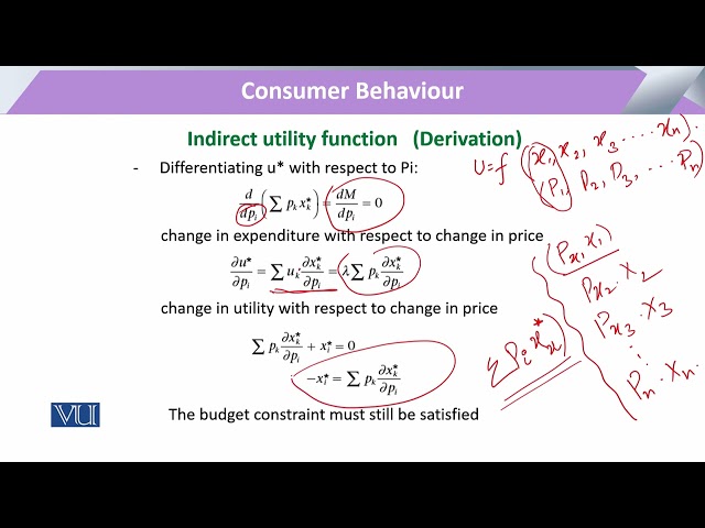 Consumer Choices: Indirect Utility Function (Derivation) | Microeconomic Analysis | ECO614_Topic086