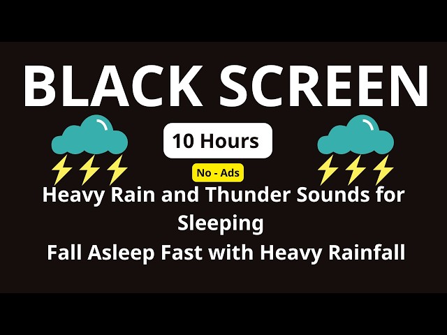 🔴 Heavy Rain and Thunder Sounds for Sleeping - Black Screen | Soothing Storm for Deep Sleep