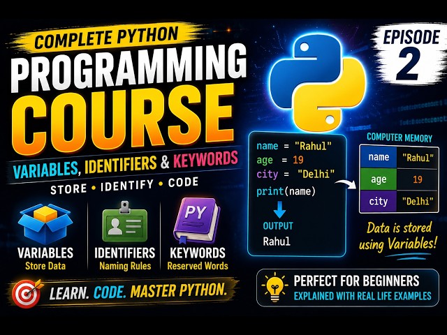 👉 Python Programming for Beginners | Episode 2: Variables, Data Types, Input & Operators 🐍