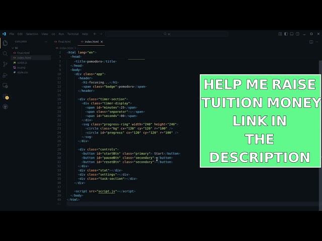 $0 to $1000 challenge #1 minimalist pomodoro timer. No AI. No Frameworks. Just JS and CSS [part 1]