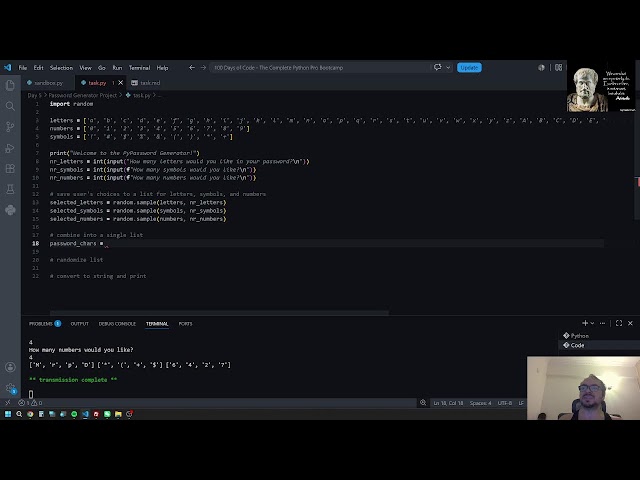 100 days of code | day 5: password generator (refactor)