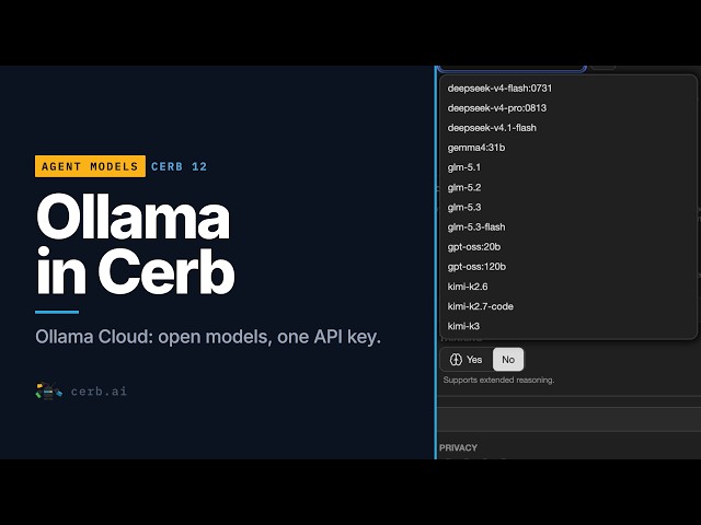 Ollama Cloud in Cerb: open models with one API key