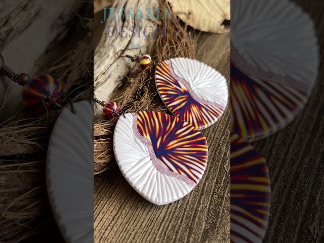Fire Mushroom Mokume Gane - Polymer Clay Earrings