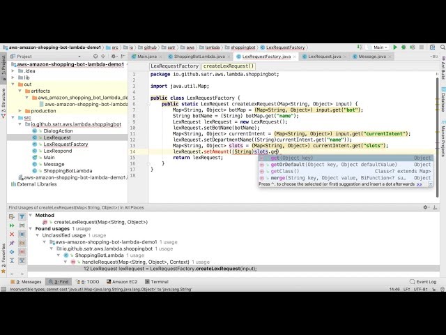 Tutorial: AWS Lambda function for Amazon Lex; Implemented on Java.