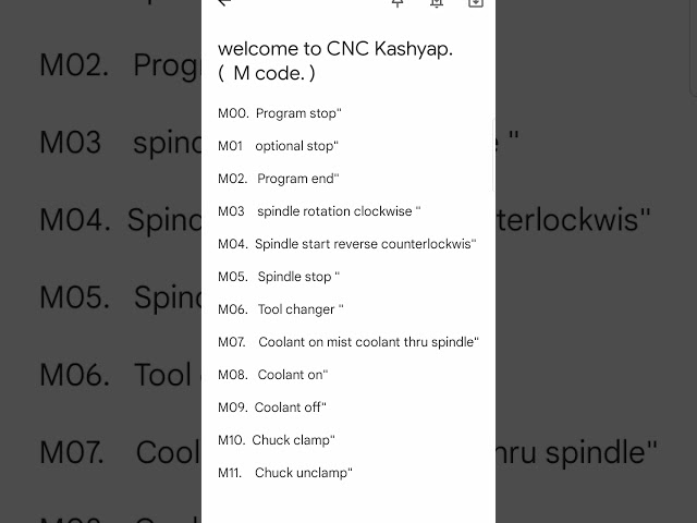 CNC operator M-code in  operator,machine operator in hindi machine! m code list!   #shorts #youtube