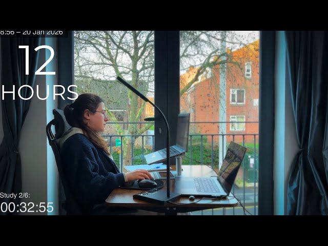 12-Hour LIVE Study With Me 🎓 | Cozy UK Ambience | Custom Pomodoro Timer | Deep Work Mode