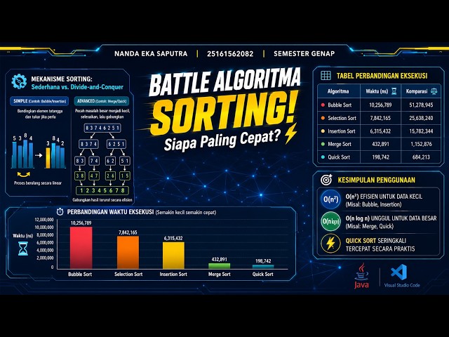 Sorting Algorithm di Java: Bubble, Selection, Insertion, Merge & Quick Sort | Project Akhir Struktur