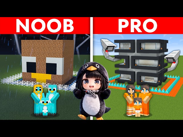 NOOB vs PRO: GUGU GAGA Safest Security House Build Challenge to Protect My Family