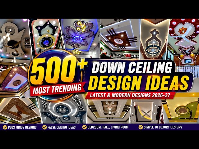 500+ Most Trending Down Ceiling Design Ideas 2026–27 | Latest Plus Minus False Ceiling Designs 🤔🏘️