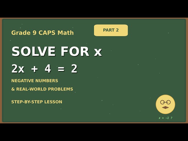 Grade 9 CAPS Math | Solve for x (Part 2): Negative Numbers & Real-World Problems | Step-by-Step