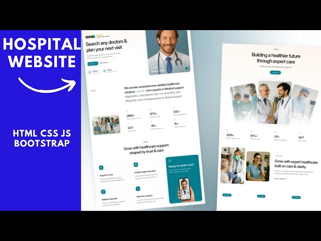 Responsive Hospital Website Design Tutorial | Modern Healthcare Website in HTML CSS JS Bootstrap