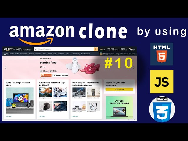 Create Amazon Clone Using HTML, CSS and JavaScript | Fronted Project For Beginners part 10