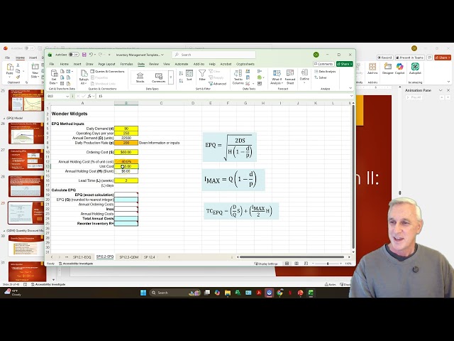 EPQ Calculation and Excel Example