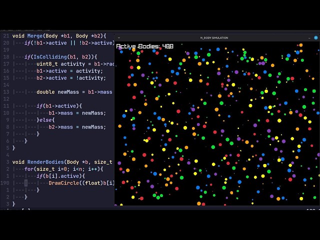 C Programming - N Body Simulation with Raylib | ASMR no talking